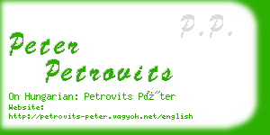 peter petrovits business card